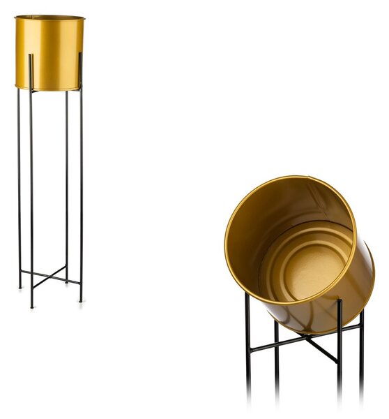 KOVOVÝ KVĚTINÁČ SE STOJÁNEM GLAMOUR 95X24 CM ZLATÁ/ČERNÁ