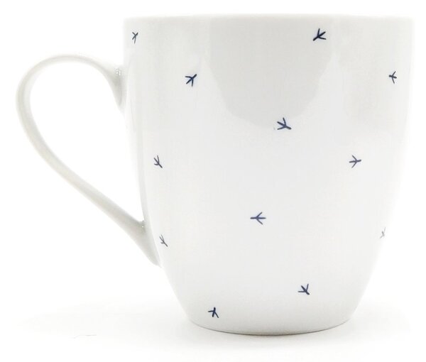 Porcelánový hrnek Ateliér Dorda Běžící ptáček, bílý, český design, motiv ptáčka, 670 ml