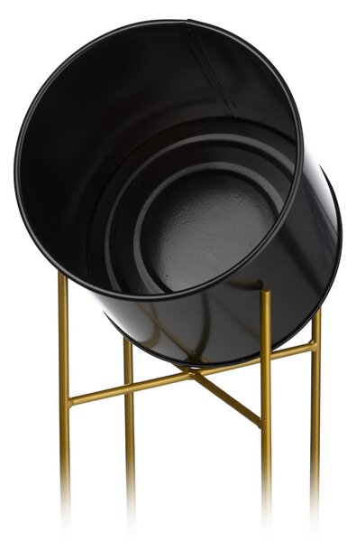 KOVOVÝ KVĚTINÁČ SE STOJÁNEM GLAMOUR 95X24 CM ČERNÁ/ZLATÁ