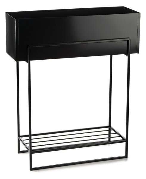 KOVOVÝ KVĚTINÁČ SE STOJÁNEM RECT 72X23X60 CM ČERNÁ