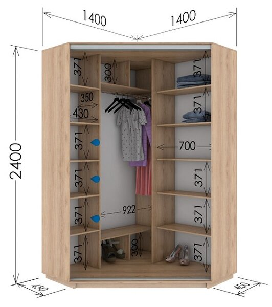 VerDesign CORZA rohová skříň š140/v240, bílá