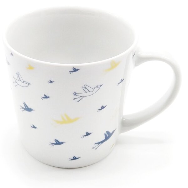 Porcelánový hrnek Ateliér Dorda Poslové dobrých zpráv, bílý, český porcelán, autorská ilustrace, 500 ml