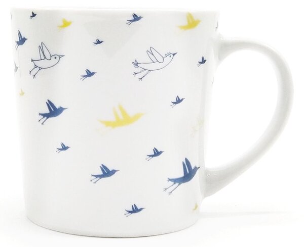 Porcelánový hrnek Ateliér Dorda Poslové dobrých zpráv, bílý, český porcelán, autorská ilustrace, 500 ml