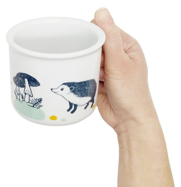 Porcelánový hrnek Ateliér Dorda Ježci na houbách, bílý, český autorský motiv, 250 ml