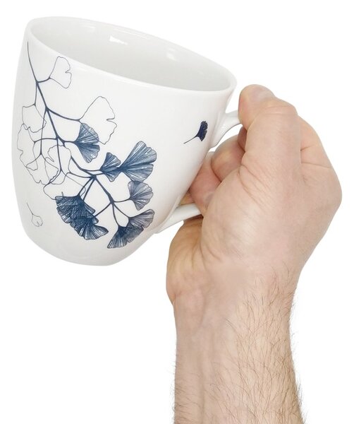 Porcelánový hrnek Ateliér Dorda Ginkgo, bílý, český porcelán, autorská ilustrace, 670 ml