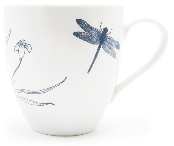 Porcelánový hrnek Ateliér Dorda Vážka z japonské zahrady, bílý, česká ilustrace, maxi, 670 ml