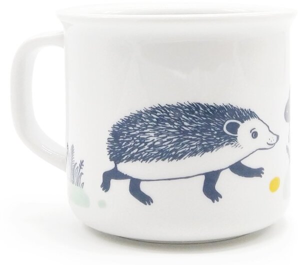 Porcelánový hrnek Ateliér Dorda Ježci na houbách, bílý, český autorský motiv, 250 ml