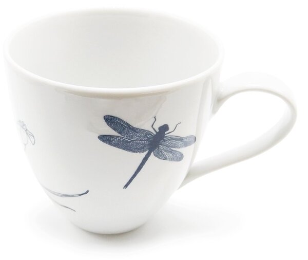 Porcelánový hrnek Ateliér Dorda Vážka z japonské zahrady, bílý, česká ilustrace, maxi, 670 ml
