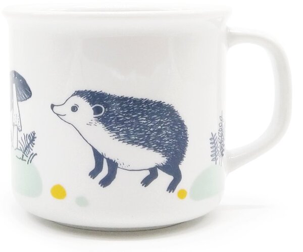 Porcelánový hrnek Ateliér Dorda Ježci na houbách, bílý, český autorský motiv, 250 ml