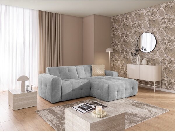 Světle šedá rohová pohovka (pravý roh/s lenoškou) Melva – Ropez