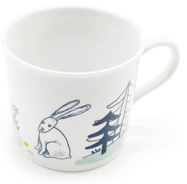 Porcelánový hrnek Ateliér Dorda Zajíček na paloučku, bílý, český design, pohádkový motiv, 250 ml