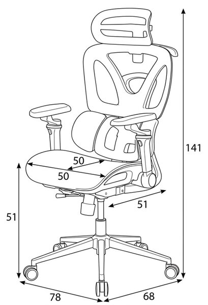 Kancelářská ergonomická židle PORTE II — síťovina, černá