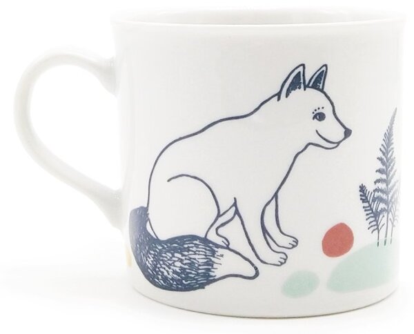 Porcelánový hrnek Ateliér Dorda Liška na výzvědách, bílý, český design, motiv lišky, 250 ml