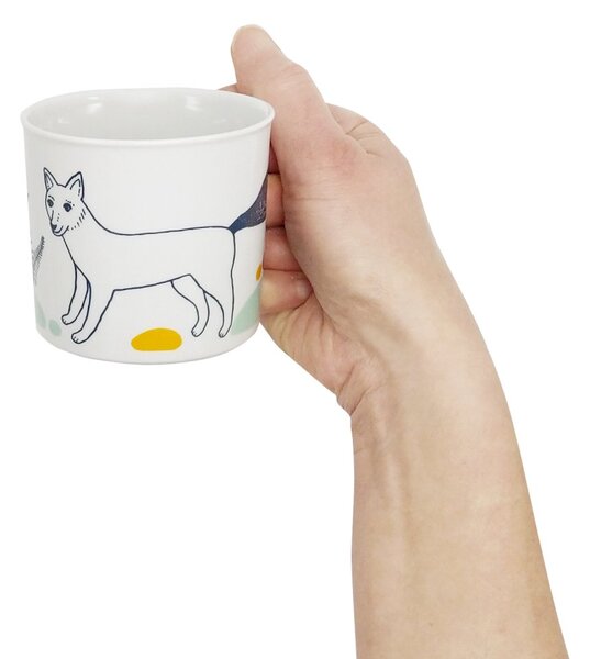 Porcelánový hrnek Ateliér Dorda Liška na výzvědách, bílý, český design, motiv lišky, 250 ml