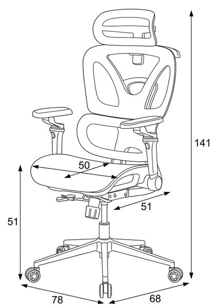 Kancelářská ergonomická židle PORTE — síťovina, černá