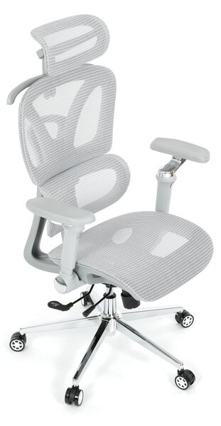 Kancelářská ergonomická židle PORTE — síťovina, šedá