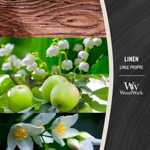 WoodWick Střední vonná svíčka Woodwick, Linen