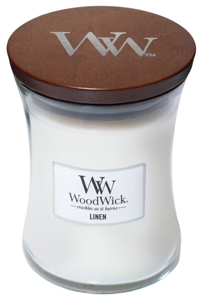 WoodWick Střední vonná svíčka Woodwick, Linen