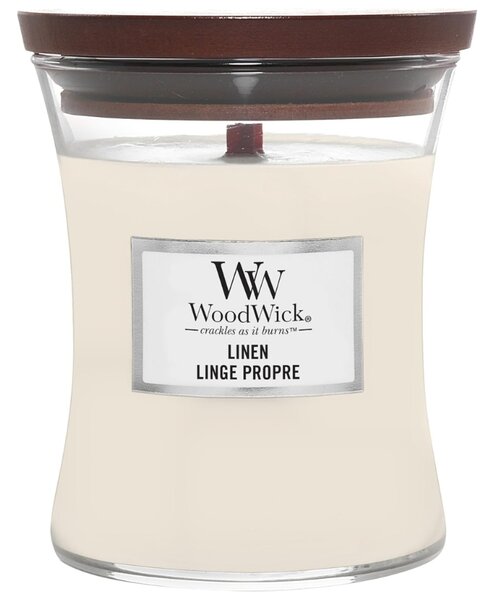 WoodWick Střední vonná svíčka Woodwick, Linen