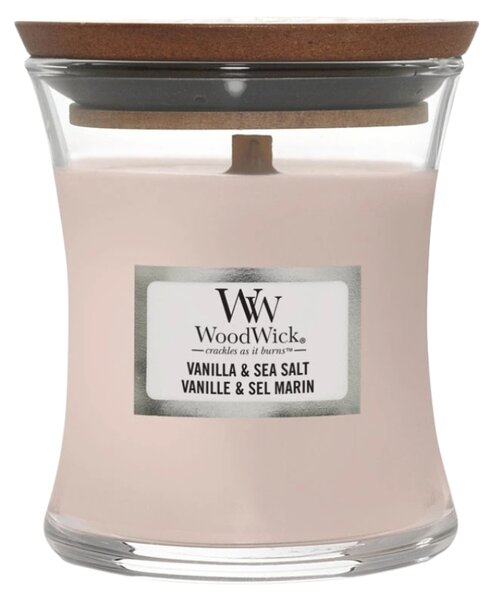 WoodWick Malá vonná svíčka Woodwick, Vanilla & Sea Salt