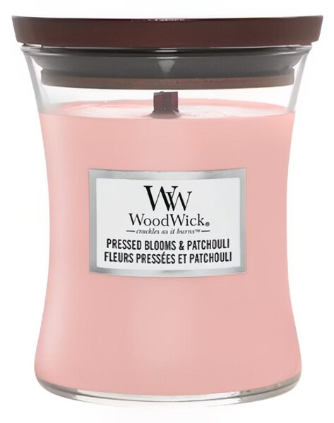 WoodWick Střední vonná svíčka Woodwick, Pressend Blooms & Patchouli