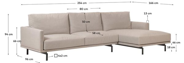 Béžová rohová pohovka Kave Home Galene, levý roh, 254 cm