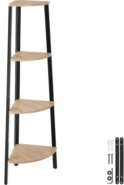 Tectake Rohový regál Newbridge 34x34x125cm - Industrial světlé dřevo, dub Sonoma