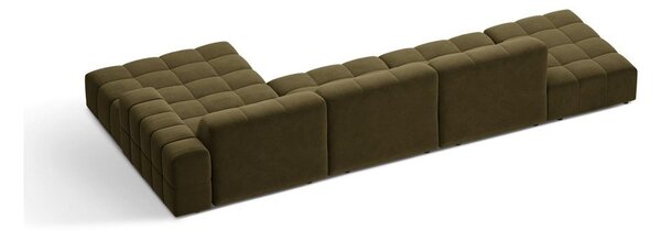 Khaki sametová rohová pohovka (pravý roh/s lenoškou) Chicago – Cosmopolitan Design