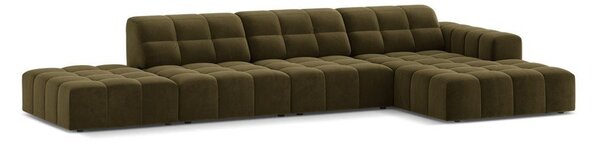 Khaki sametová rohová pohovka (pravý roh/s lenoškou) Chicago – Cosmopolitan Design