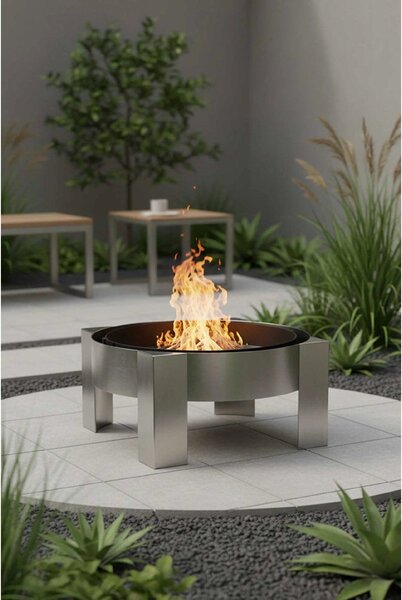 Designové ohniště FUEGO, průměr 58 cm, nerez, stříbrná