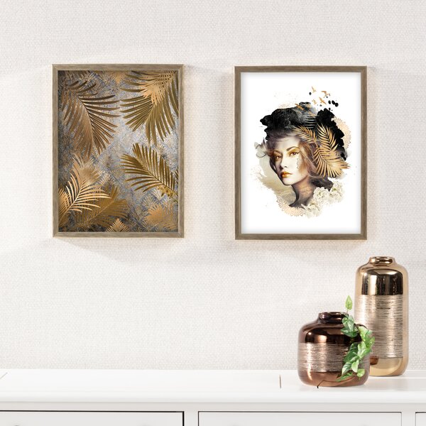 Obraz Golden Leaves 30x40cm gold