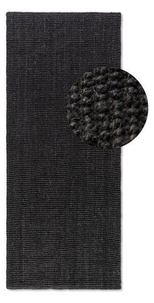 Hanse Home, Běhoun Bouclé Jute 105976 Black, 80x200, černá, chodba / předsíň