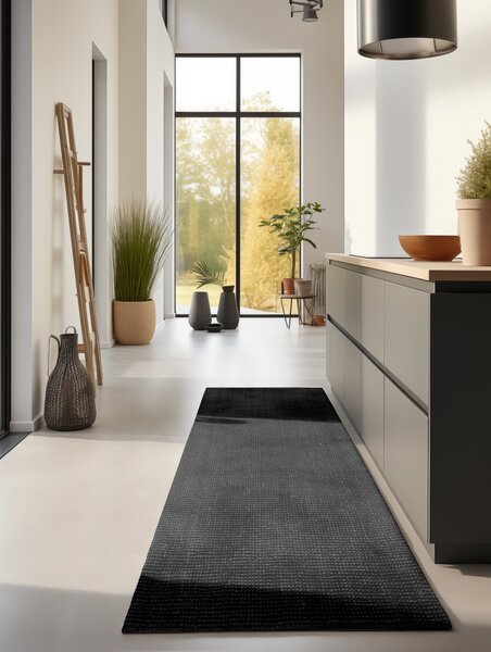 Hanse Home, Běhoun Bouclé Jute 105976 Black, 80x200, černá, chodba / předsíň
