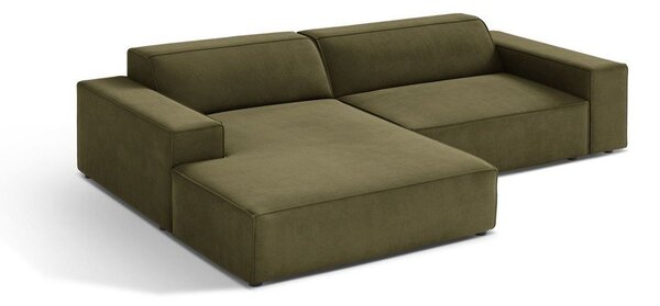 Khaki sametová modulární rohová pohovka (levý roh/s lenoškou) Jodie – Micadoni