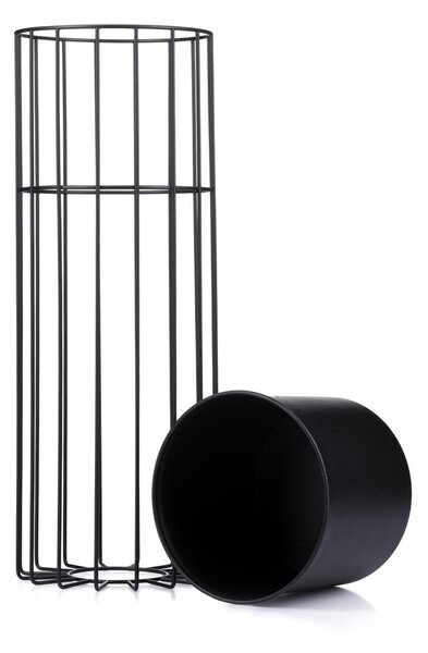 KOVOVÝ KVĚTINÁČ SE STOJÁNEM GLAM 55X20 CM ČERNÁ