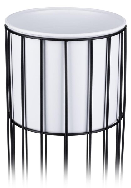 KOVOVÝ KVĚTINÁČ SE STOJÁNEM GLAM 70X20 CM BÍLÁ/ČERNÁ