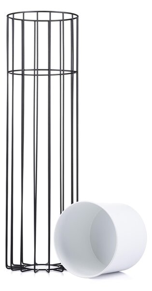 KOVOVÝ KVĚTINÁČ SE STOJÁNEM GLAM 70X20 CM BÍLÁ/ČERNÁ