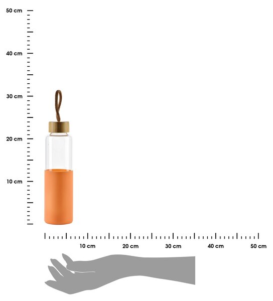 Skleněná láhev Hollie Orange 600 ml bambusové víko