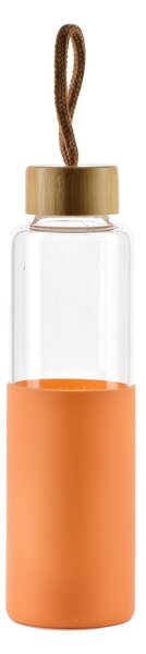 Skleněná láhev Hollie Orange 600 ml bambusové víko