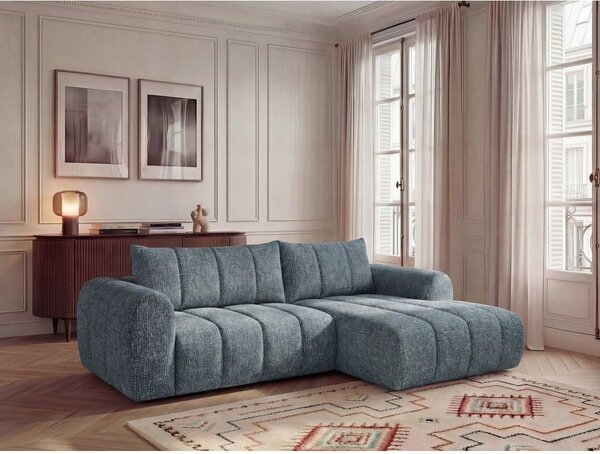 Modrá rohová pohovka (pravý roh/s lenoškou) Nesty – Bobochic Paris