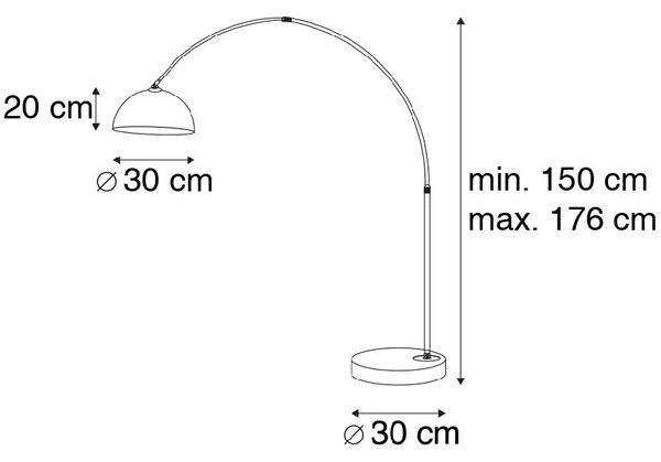 Moderní oblouková lampa chrom s bílým stínidlem - Arc Basic