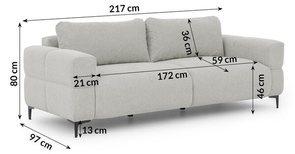Světle šedá pohovka 217 cm Helio – Ropez
