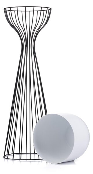 KOVOVÝ KVĚTINÁČ SE STOJÁNEM GLAM 68X20 CM BÍLÁ/ČERNÁ