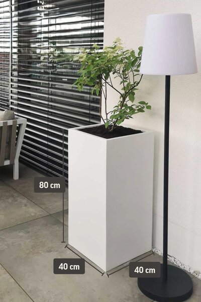 Květináč BLOCK, sklolaminát, výška 80 cm, bílý mat