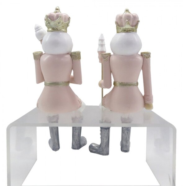 Vánoční dekorace Socha Louskáček Růžová Bílá 6*6*12/21 cm – 6x6x12/21 cm