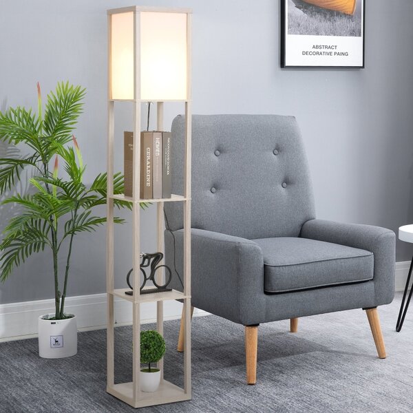 Stojací lampa se 3 policemi, akrylový dub, 26 x 26 x 160 cm 833-623V90AK