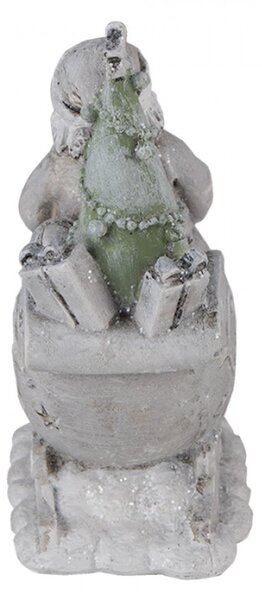 Vánoční dekorativní soška Santy na saních s dárkem – 10x6x13 cm