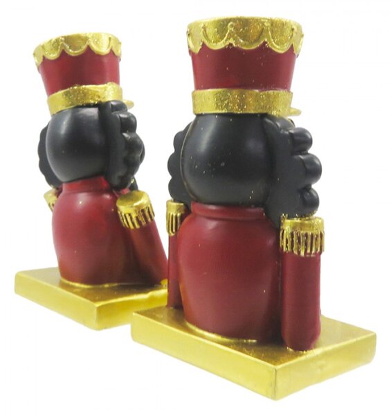 2ks háček na vánoční punčochu Louskáček v červeném – 7x6x12 cm