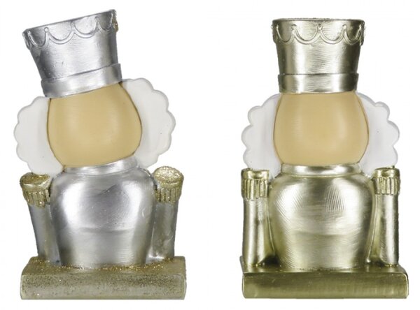 2ks háček na vánoční punčochu Louskáček ve zlatém a stříbrném – 7x6x12 cm