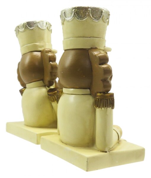 2ks háček na vánoční punčochu Louskáček v béžovém – 7x6x12 cm
